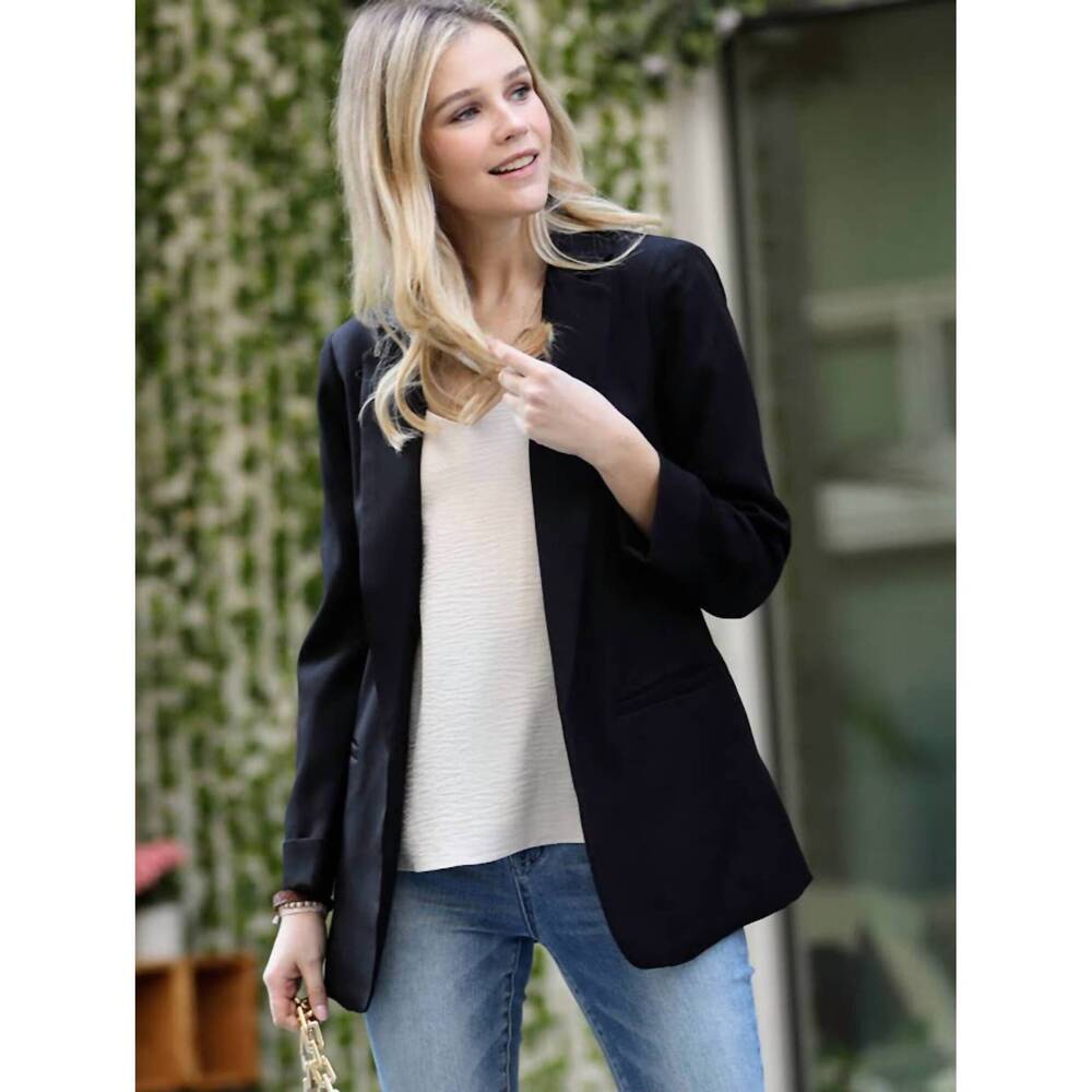 NEW 42POPS open front classic blazer in black